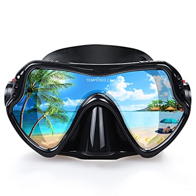 Maschera Subacquea, 180° Pano Adulti Maschera Snorkeling, Professionale Anti-appanna Maschera Sub, Monovetro Temperato Boccaglio Nuoto Occhiali Donna 