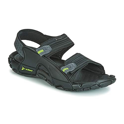 Rider Men's Tender Textile Hook & Loop Sandal Black-Black-9 Size 9