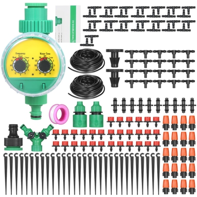 Kkmoon - Vivaio a goccia irrigazione kit di raffreddamento a spruzzo vestito | con timer di irrigazione automatici / 30 m tubo / emettitore / ugello,