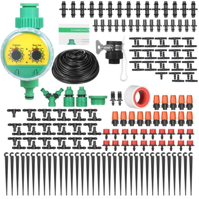 Kkmoon - Vivaio a goccia irrigazione kit di raffreddamento a spruzzo vestito | con timer di irrigazione automatici / 40 m tubo / emettitore / ugello,