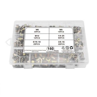 Metric US Flathead tirare il kit madre miscelazione, M6, M8, M10,1 / 4-20,5 / 16-18,3 / 8-16, Shu Wen testa piatta rivetto vestito protezione di tiro