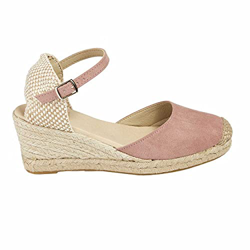 No es Lo mismo - Sandali o Espadrilles di Iuta con Zeppa per Donna | Plateau 3 Corde Sparto con Fibbia e Punta Chiusa | Colore Sabbia, Verde, Rosso, R precio