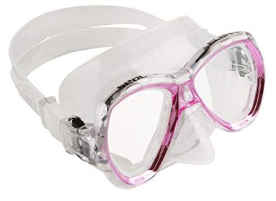 SEAC Elba MD, Maschera Subacquea con Viso Piccolo, Ideale per Snorkeling e Immersioni Unisex Bambini, Trasparente/Rosa, Ridotta