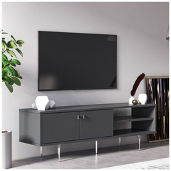 Mobile Da Soggiorno Porta Tv A Due Ante Battenti, Cm 140 X 45 X 35, Colore Antracite en oferta