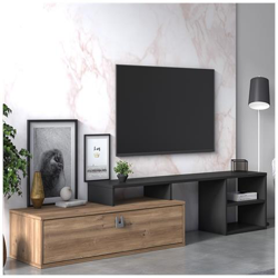 Mobile Da Soggiorno Porta Tv Regolabile, Cm 160 X 40 X 38, Colore Quercia E Antracite precio