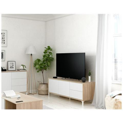 Mobile Da Soggiorno Porta Tv Composto Da Un Modulo A Due Ante E Due Cassetti, Colore Rovere E Bianco, Cm 130 X 47 X 41 en oferta