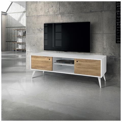 Brody - Mobile Porta Tv Moderno In Abete Spazzolato Naturale 160 X 45 X 55