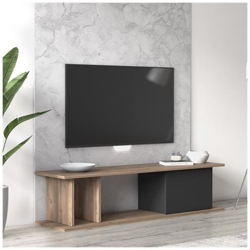 Mobile Da Soggiorno Porta Tv Essenziale Con Un'anta Battente E Scomparti Aperti, Cm 140 X 35 X 34, Colore Quercia E Antracite en oferta