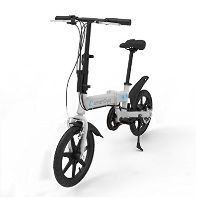 SMARTGYRO, Bicicletta Elettrica Pieghevole, Ruote da 16"e Batteria Ricaricabile al Litio da 4400 mAh 24v Unisex – Adulto, Argento, M