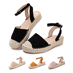 Sandali Donna Zeppa Estivi Espadrillas Platform Scarpe Plateau Tacco Basso Chiuse Eleganti Comode 3 Nero 36 EU en oferta