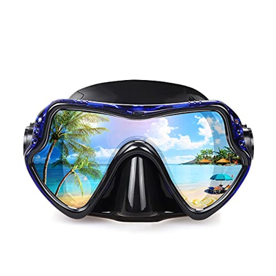 Maschera Subacquea, 180° Pano Adulti Maschera Snorkeling, Professionale Anti-appanna Maschera Sub temperato Monovetro Boccaglio Nuoto Occhiali Donna U