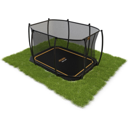 SOLO TRAMPOLINO Tappeto elastico interrato rettangolare 305x225cm con rete di sicurezza - nero. A livello del terreno, facilmente accessibile. en oferta