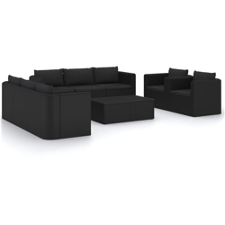 vidaXL Set Divani da Giardino 10 pz con Cuscini in Polyrattan Nero - Nero precio