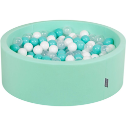 90X30cm/200 Palline ? 7CM Piscina Di Palline Colorate Per Bambini Tondo Fabbricato In EU, Menta: Turchese Ch/Bianco/Trasparente - menta: turchese precio