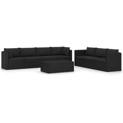 vidaXL Set Divani da Giardino 8 pz con Cuscini in Polyrattan Nero - Nero precio