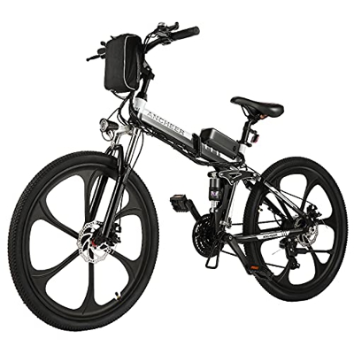 ANCHEER bicicletta elettrica 36V 8Ah, 26 pollici bicicletta elettrica pieghevole, 250W motore, batteria al litio rimovibile, Bici Elettriche E-Bike Sh