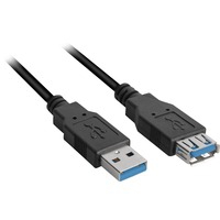 1m, 2xUSB3.0-A cavo USB USB 3.2 Gen 1 (3.1 Gen 1) USB A Nero, Cavo di prolunga