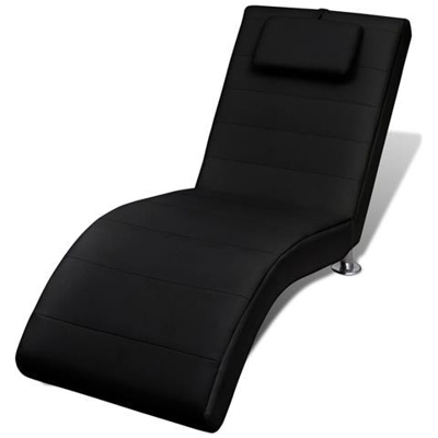 Chaise Longue Nera 2 Piedini Con Poggiatesta