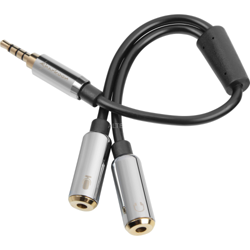 0.12m, 3.5mm/2x3.5mm cavo audio 0,12 m Nero, Argento características