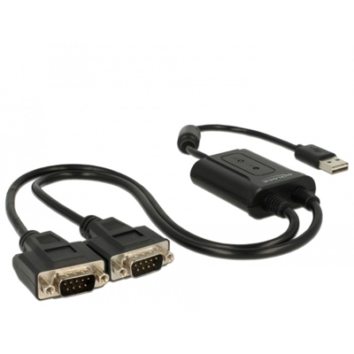 63950 cavo seriale Nero 0,6 m USB 2.0 Type-A 2 x RS-232 DB9, Adattatore