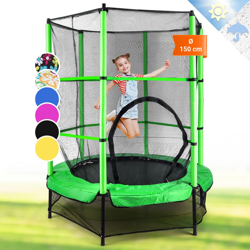 KLARFIT Rocketkid Trampolino Elastico Rete Sicurezza Verde140cm precio