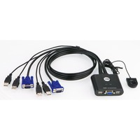 Switch KVM USB VGA cablato 2-porte con selettore porta remota