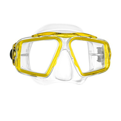 Mares Opera Mid Size Dual Lens Silicone Mask with Yellow Frame by Mares precio