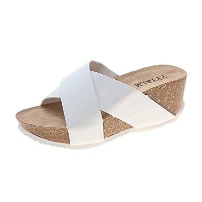 Celucke Zeppa Ciabatte da Donna con Plateau Nuovo Stile Cinturino Incrociata Moda Eleganti Pantofole con Punta Aperta alla Comode Trasparente Sandali