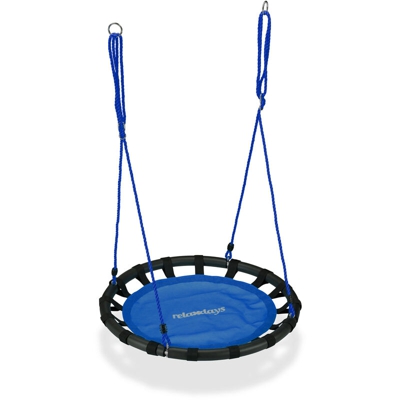 Relaxdays - Altalena da Giardino a Nido, per Bambini e Adulti, Regolabile, Ø 80 cm, Portata Max. 100 kg, Blu