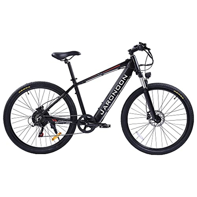 F1-New 27,5 pollici bici elettrica, motore da 500W 48V 15Ah batteria integrata di grande capacità, forcella ammortizzata a molla a olio (Black Red, 15