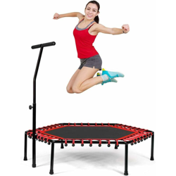 Trampolino da Fitness Professionale, Tappeto Elastico con Maniglia, Regolabile in Altezza, 150kg, Rosso precio