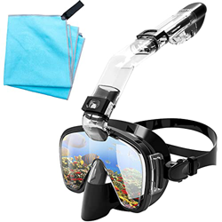 Maschera Subacquea, Maschera Snorkeling Professionale Anti Appannamento, Pieghevole Kit Maschera Sub Panoramica 180° Supporto per Fotocamera e Asciuga en oferta