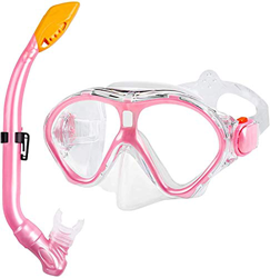 Queta Occhiali da Sub con Boccaglio, Set da Immersione per Bambini in Vetro Temperato Antiappannamento, Ideale per Immersioni, Snorkeling e Nuoto, Set en oferta