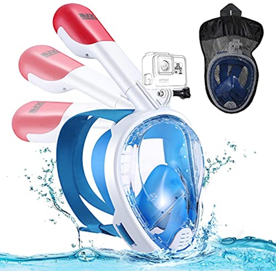 Maschera da Snorkeling,Maschera Subacquea con Visuale Panoramica 180° Design Pieno Facciale e Compatibile con Videocamere Sportive Mascherina Sub per 