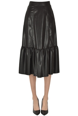 Eco-leather midi skirt