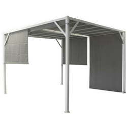 Gazebo pergola 4x3 m in metallo verniciato con tende laterali | Metallo en oferta