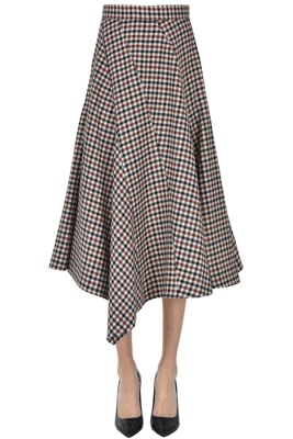 Checked print wool skirt