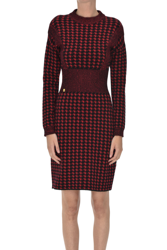 Houndstooth print knit dress en oferta