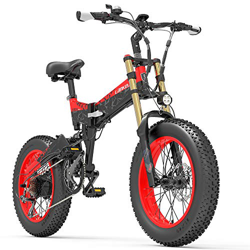 X3000plus-UP 20 pollici 4.0 Fat Tire Snow Bike, Mountain Bike pieghevole, Motore 1000W, Sospensione completa, Forcella anteriore aggiornata (Black Red precio