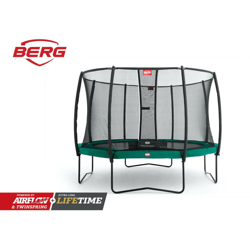 SOLO TRAMPOLINO Tappeto elastico da giardino rotondo 380cm - verde Deluxe. Rete con pali curvi per maggiore sicurezza. Salti fluidi grazie alle molle precio