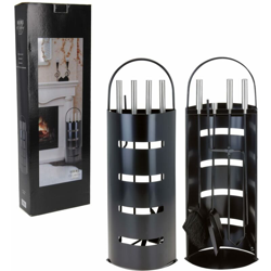 Home&Styling Set di Utensili per Caminetto in Metallo Nero en oferta