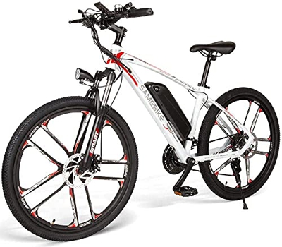 SAMEBIKE MY-SM26 Bicicletta elettrica 350W 48V Bicicletta elettrica da montagna 21 velocità 26 pollici Ebike per adulti (bianco)