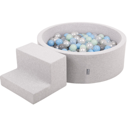 KiddyMoon Area Di Gioco In Schiuma Con Tondo Piscina Di Palline (100 Palline) Per Bambini, Grigioch:Perla/Grigio/Trasparente/Azzurro/Menta en oferta