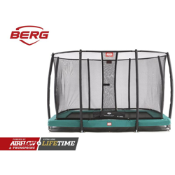 SOLO TRAMPOLINO Tappeto elastico interrato rettangolare 330x220cm - verde Deluxe. Rete con pali curvi per maggiore sicurezza. Salti fluidi grazie en oferta