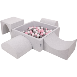 KiddyMoon Area Di Gioco In Schiuma Con Quadrato Piscina Di Palline (200 Palline) Per Bambini, Grigioch:Bianco/Grigio/Rosa Chiaro en oferta