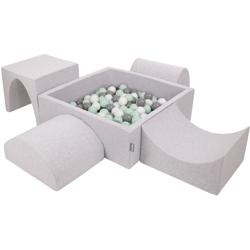 KiddyMoon Area Di Gioco In Schiuma Con Quadrato Piscina Di Palline (300 Palline) Per Bambini, Grigioch:Bianco/Grigio/Menta en oferta