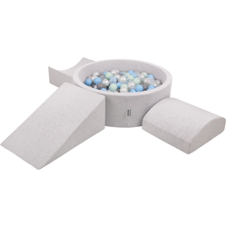 KiddyMoon Area Di Gioco In Schiuma Con Tondo Piscina Di Palline (200 Palline) Per Bambini, Grigioch:Perla/Grigio/Trasparente/Azzurro/Menta en oferta