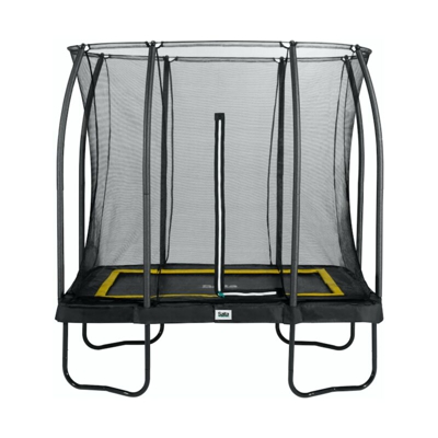 SOLO TRAMPOLINO Tappeto elastico da giardino rettangolare 214x153cm - nero. Con rete di sicurezza con cerniera a doppia faccia e bordo protettivo