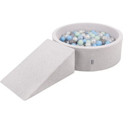 KiddyMoon Area Di Gioco In Schiuma Con Tondo Piscina Di Palline (100 Palline) Per Bambini, Grigioch:Perla/Grigio/Trasparente/Azzurro/Menta características