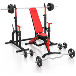 Ms2 140kg kier Panca Pesi A Due Lati Ms-l101 + Supporto Per Manubri (collegato) Ms-s104 + Set Di Bar E Dischi Pesi 83kg en oferta